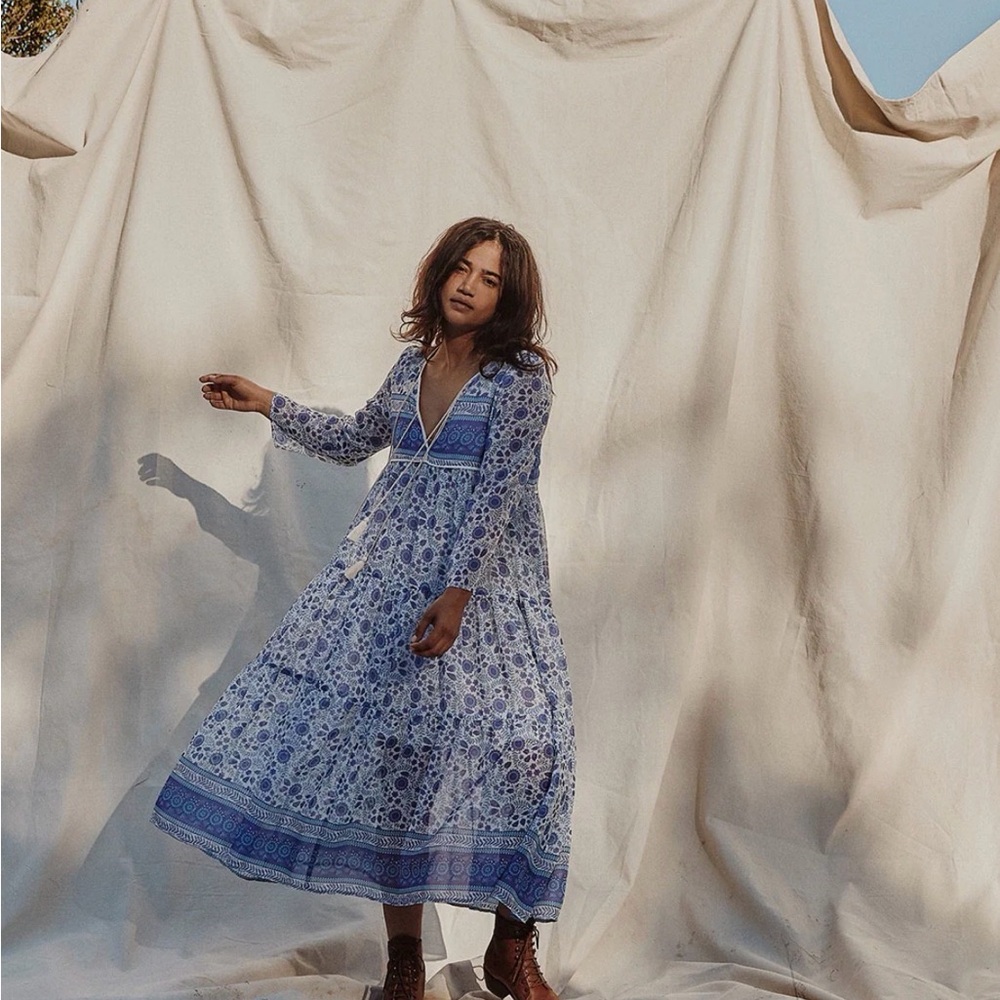 Rare Christy Dawn The Paloma Dress in blue Paisley oversized fit Spring Summer